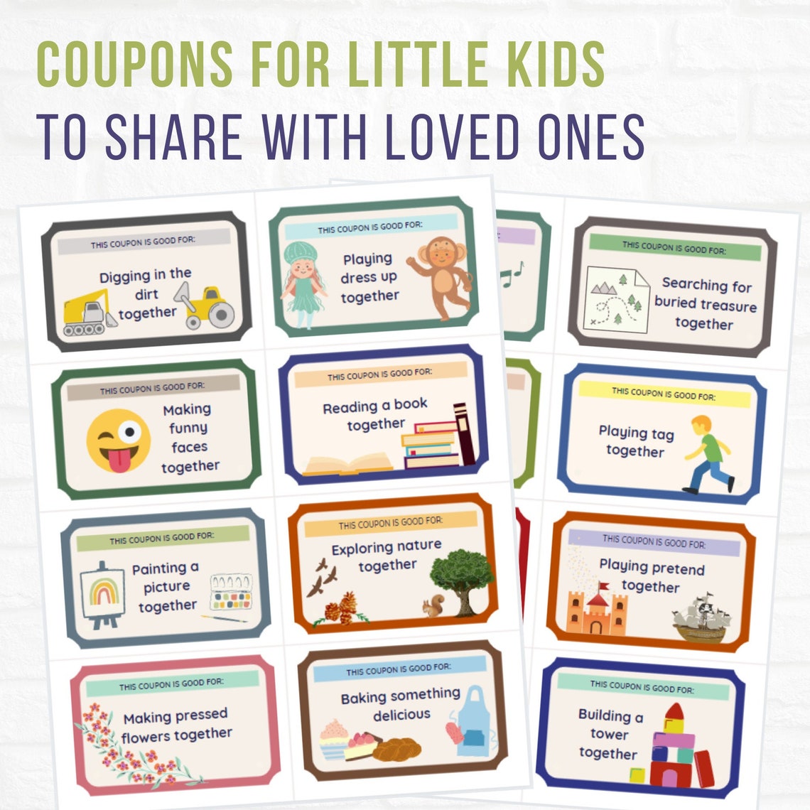 Kid Coupons for Grandparents, Parents, Friends and Family Instant Download Printable Etsy