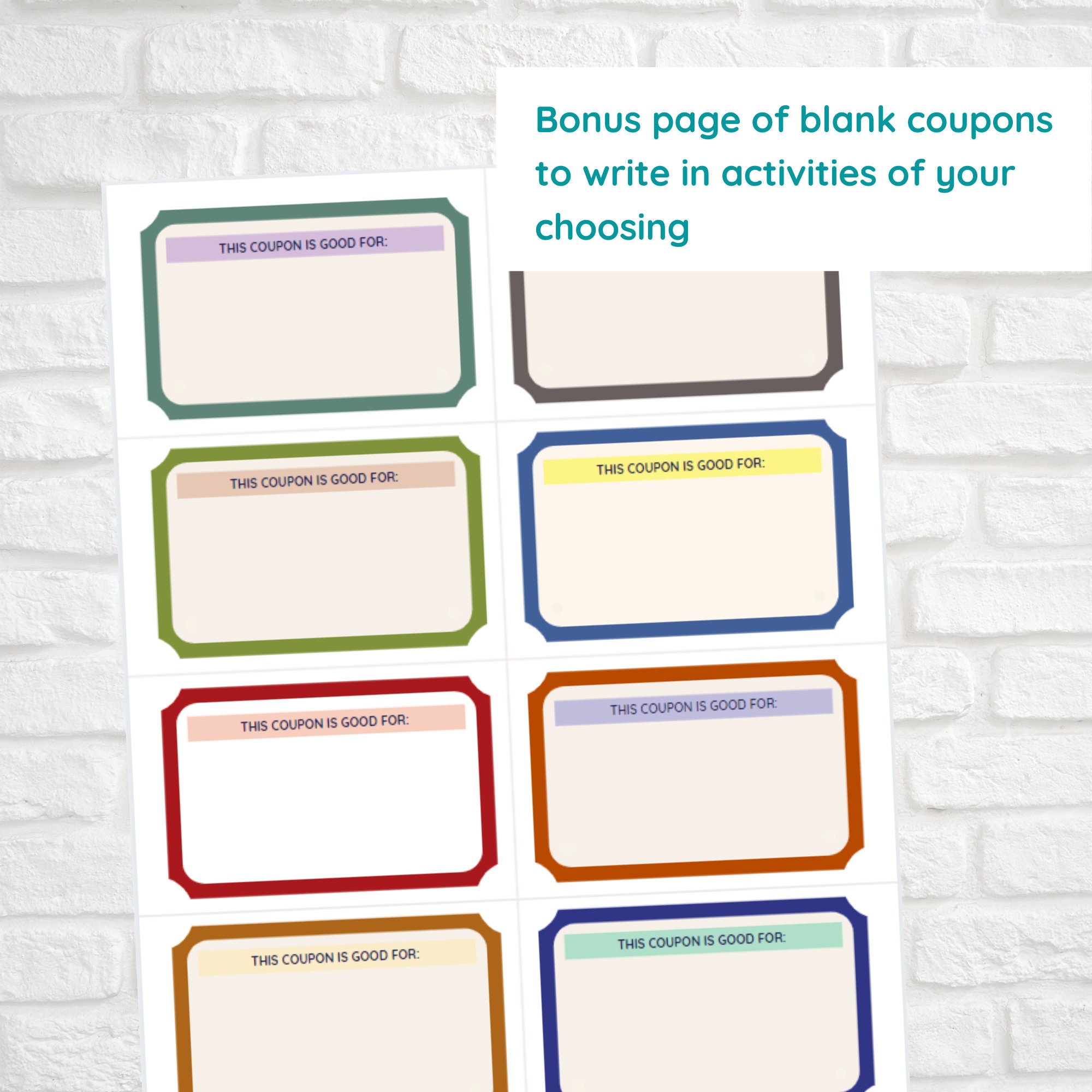 Kid Coupons for Grandparents, Parents, Friends and Family | Instant Download Printable - Etsy