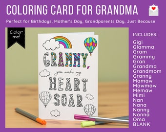 Card for Grandma | Mother's Day Card, Birthday Card | You Make My Heart Soar | Gigi, Gram, Grammy, Granny, Memaw, Nana, Nanny, Nonna, Oma