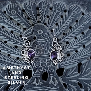Amethyst earrings gemstone  jewelry