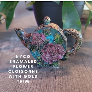 NYCO miniature gold enamel cloisonne teapot usually made in China