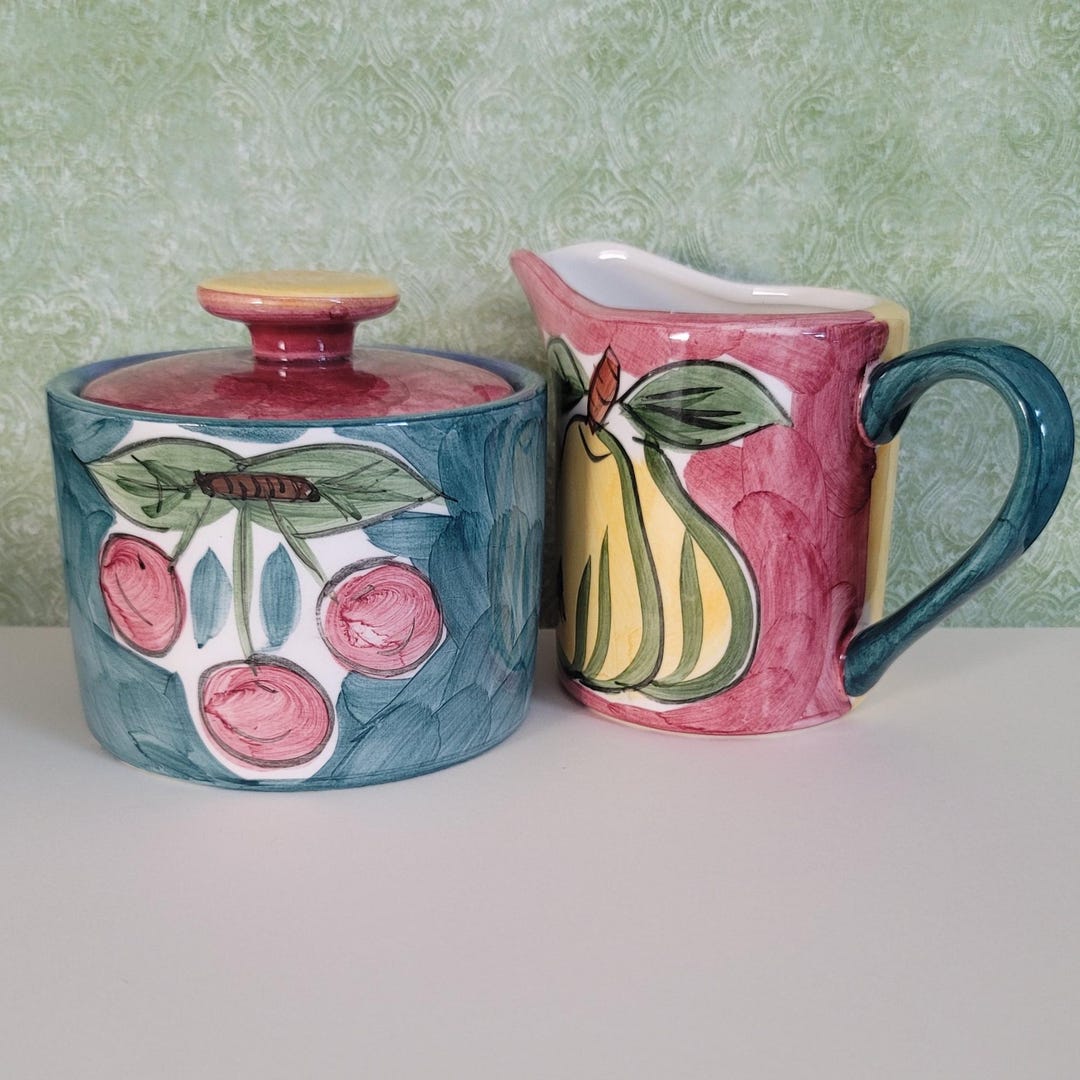 Sugar and Creamer Ceramic Hand Painted Table Wear Set by Salsalito Home ...