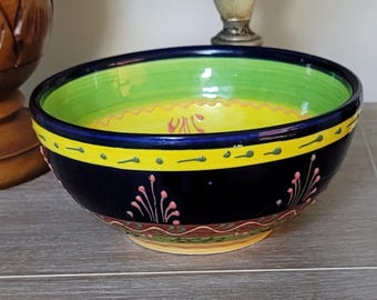 Hand crafted Spanish folk art decorative serving fruit, salad, dip  bowl  home decor