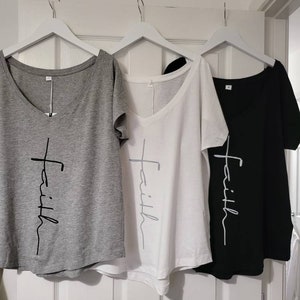 NEW STOCK Ladies Loose Fit 60% Organic Cotton V neck Tee Shirt  Approved Vegan. Yoga Top.