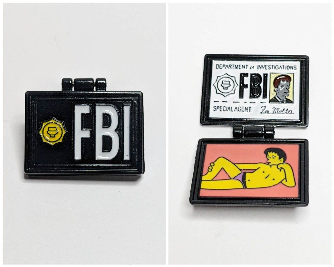 Simpsons FBI Pin Badge Agent Mulder FBI Folding Badge Etsy