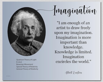 Imagination Inspirational Motivational Albert Einstein Quote, Canvas, Horizon, Home & Office Décor