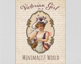 Vintage Victorian Girl Minimalist World Purple- Love of all things vintage?  8" x 12" aluminum sign. Love the vintage look!