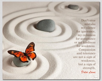 Strength Compassion Tolerance Inspirational Motivational Dalai Lama Quote, Canvas, Horizontal, Home & Office Décor