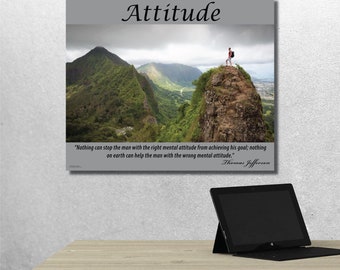 Attitude, Quote by Thomas Jefferson, Canvas, Horizon, Home & Office Décor