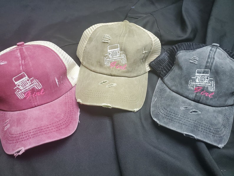 Jeep Girl ponytail hat you can pick the jeep and text colour Etsy