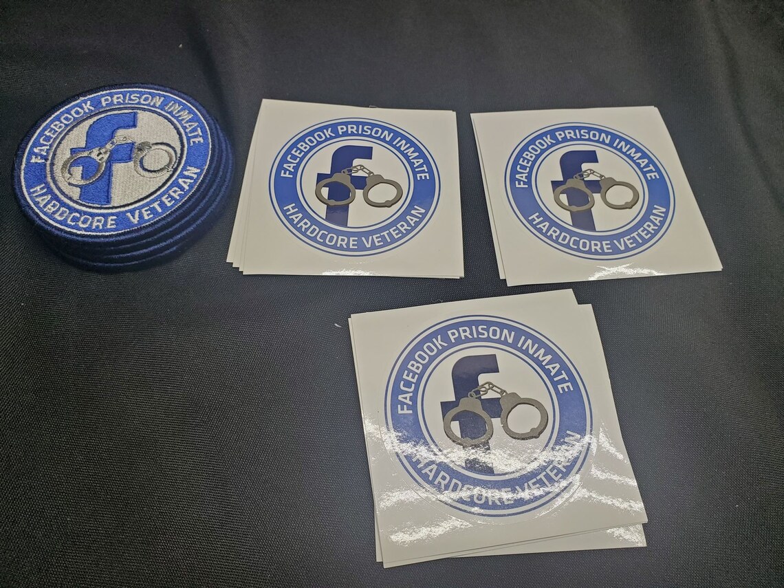 Facebook Jail embroidered badge and two bumper stickers 3 inch Etsy