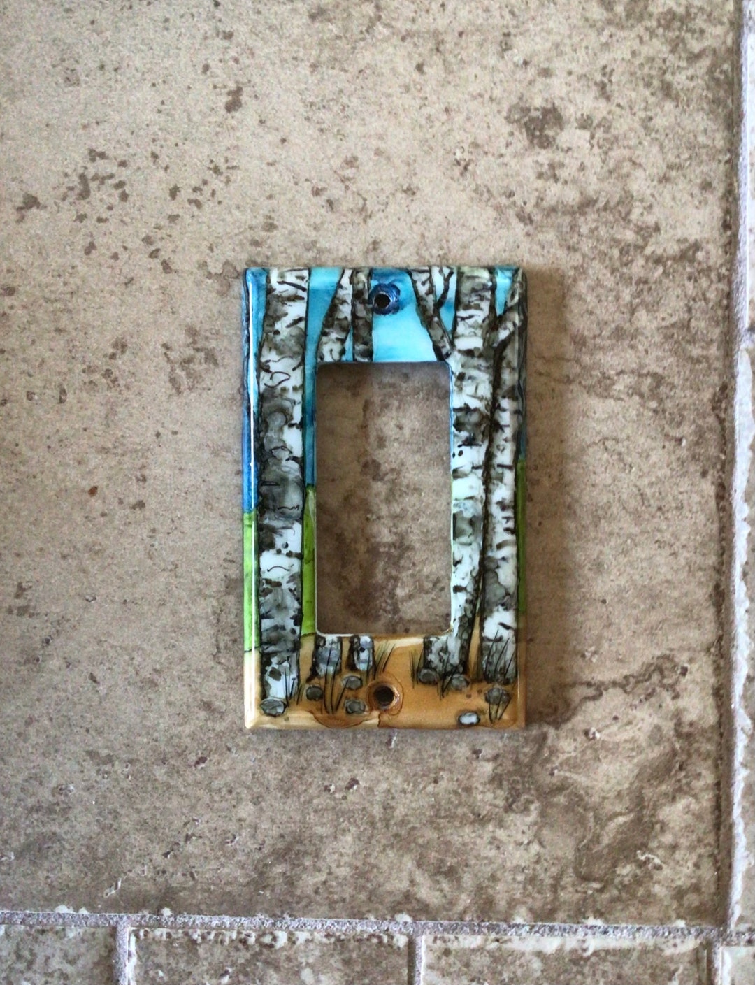 Hand Painted Outlet Cover Birch Trees Aspen Trees Alcohol Etsy