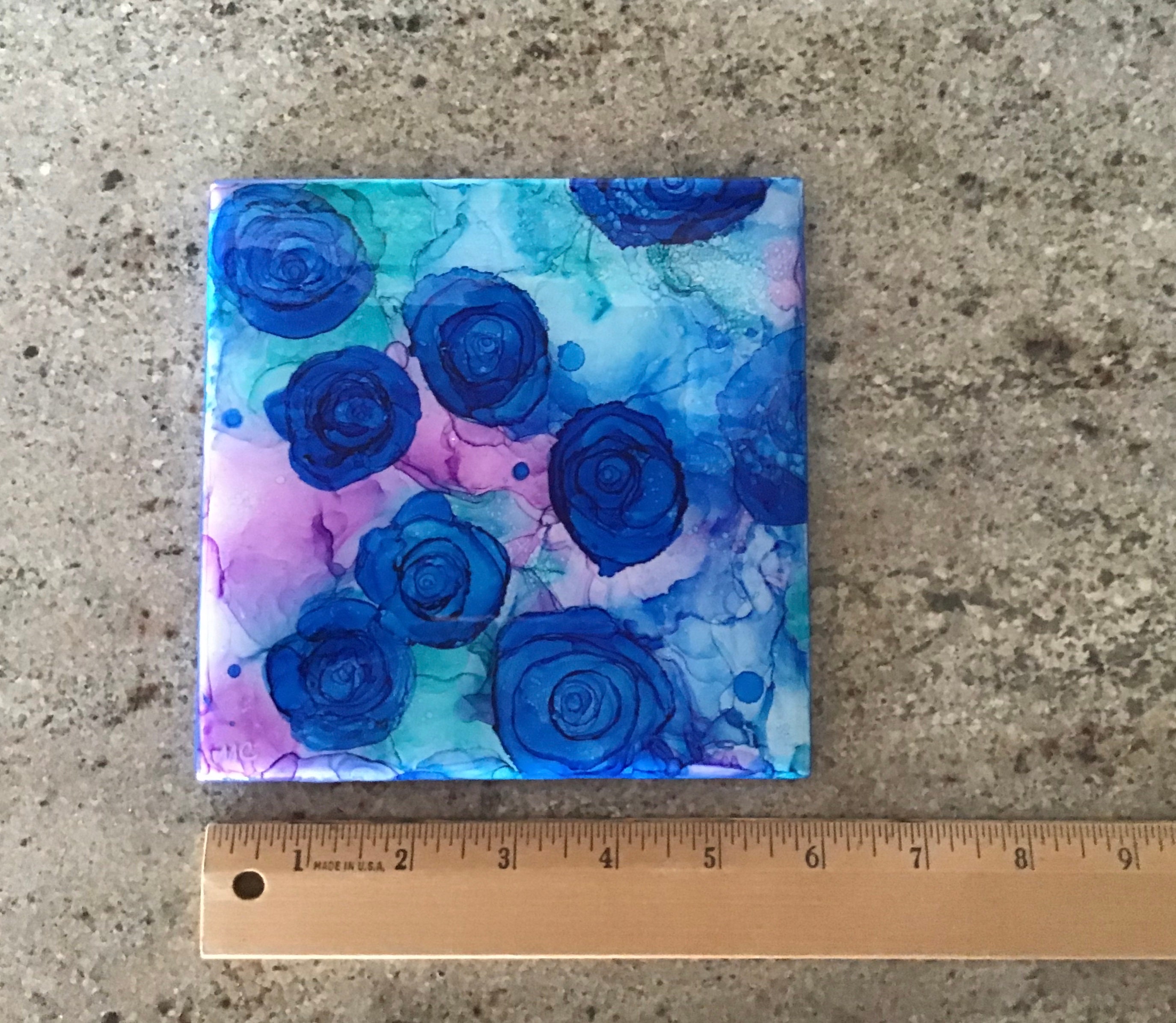 Abstract Blue Roses Hand Painted With Alcohol Ink on 6x6 - Etsy