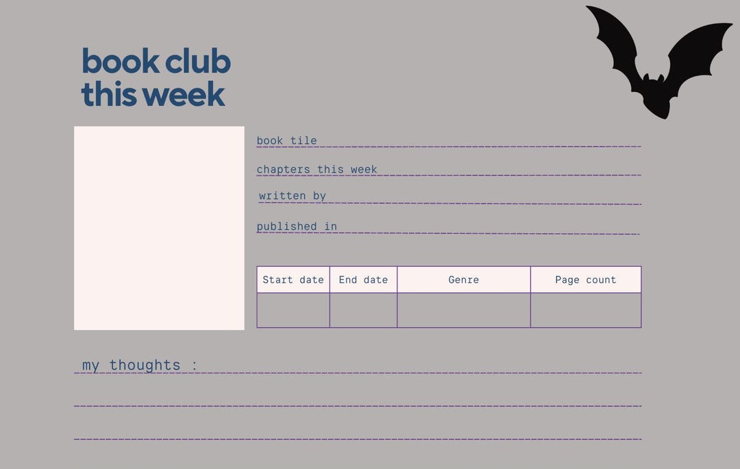 Horror Book Club Digital Journal Sheet, Spooky Themed, Themed Book Club ...