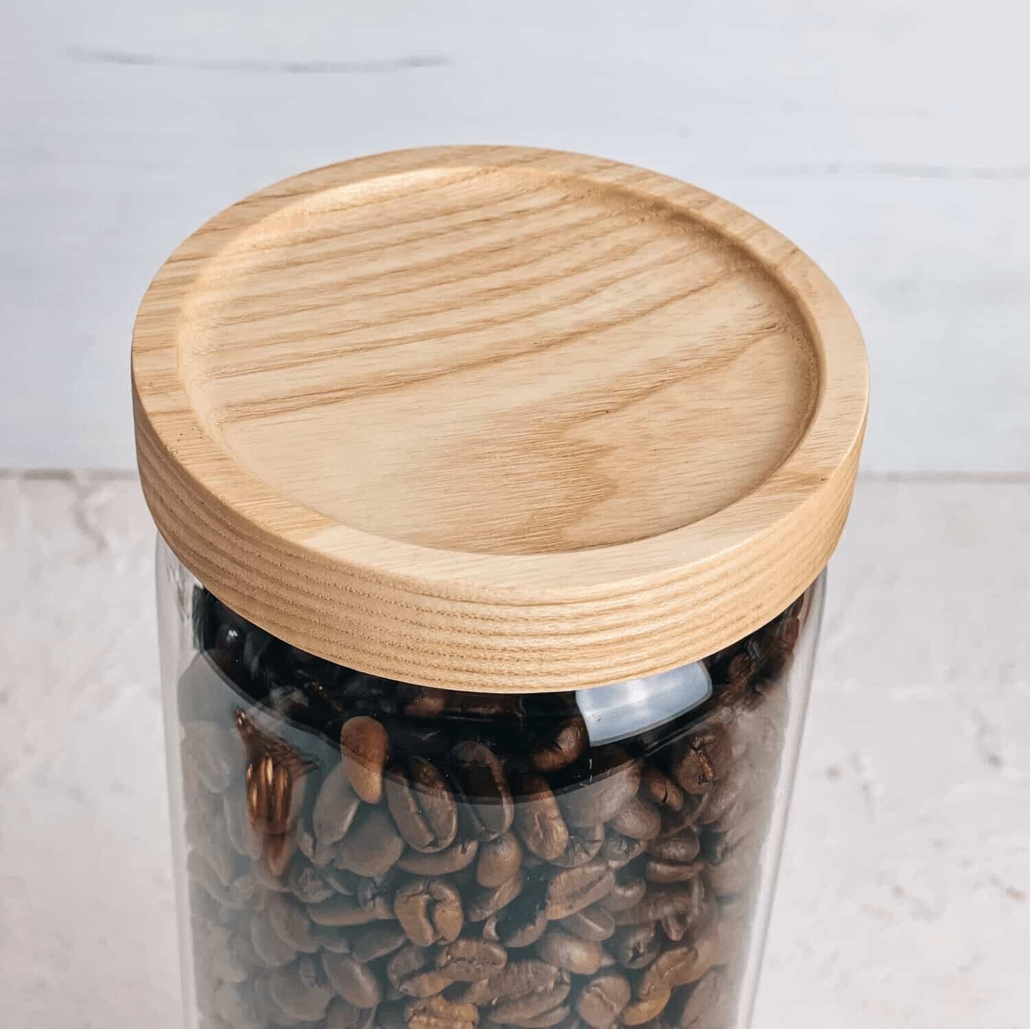 75 Ml Small Kitchen Glass Container With Airtight Beechwood Lid