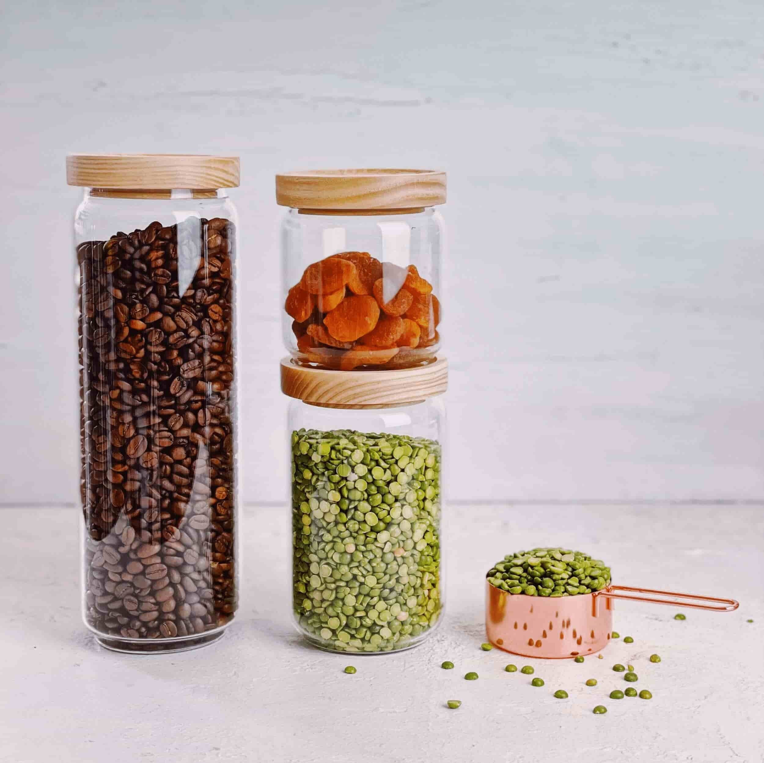 75 Ml Small Kitchen Glass Container With Airtight Beechwood Lid