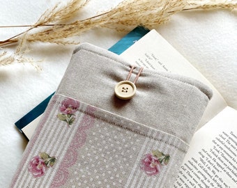 Floral Book Sleeve with Pocket, Padded Book Cover, Protector for Books and Kindles, Bookish Gifts, Book Purse, Book Bag, Book Accessories
