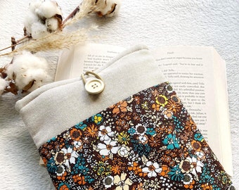Floral Book Sleeve with Pocket, Padded Book Cover, Protector for Books and Kindles, Bookish Gifts, Book Purse, Book Bag, Book Accessories