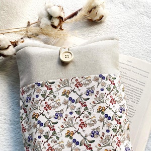 Floral Book Sleeve with Pocket, Padded Book Cover, Protector for Books and Kindles, Bookish Gifts, Book Purse, Book Bag, Book Accessories