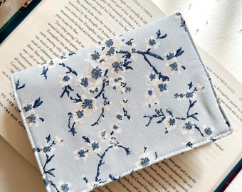 Flowers Kindle Cover With Elastic Closure, Padded Kindle Sleeve, Pink Kindle Pouch, Book Accessories, Blue E-reader Case, Book Lover Gift