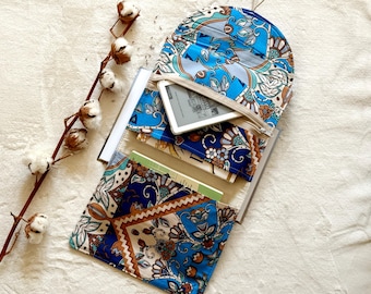 Floral Double Book Sleeve with Pocket, Padded Book Purse, Book Cover, Book Bag with Zipper, Book Accessories, Bookish Gifts, Book Pouch