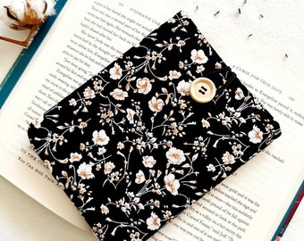 Floral Kindle Paperwhite & Scribe Case, Czarny Kindle Sleeve, Wyściełana okładka na ebooka, Akcesoria do książek, Prezenty książkowe, Etui na Kindle dla czytelników