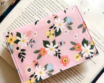 Flowers Kindle Cover With Elastic Closure, Padded Kindle Sleeve, Pink Kindle Pouch, Book Accessories, E-reader Case, Book Lover Gift