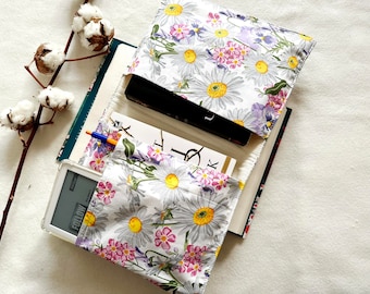 NICENEEDED Couverture De Livre épaisse à Motif Floral Avec Fermeture éclair, Pochette De Livre Avec Corde Plus Large, Protection De Livre Pour Les Amateurs De Livres, Pochette Imperméable Avec Poche