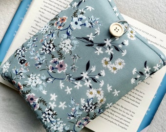 Floral Book Sleeve, Padded Book Cover, Protector for Books and Kindles, Bookish Gifts, Book Purse, Book Bag, Book Accessories