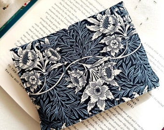 Flowers Kindle Cover With Elastic Closure, Padded Kindle Sleeve, Blue Kindle Pouch, Book Accessories, E-reader Case, Book Lover Gift