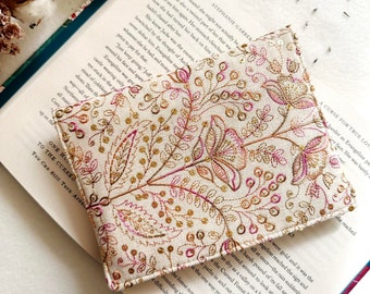 Embroidery Kindle Cover With Elastic Closure, Padded Kindle Sleeve, Flowers Kindle Pouch, Book Accessories, Pink Kindle Case, Bookish Gifts