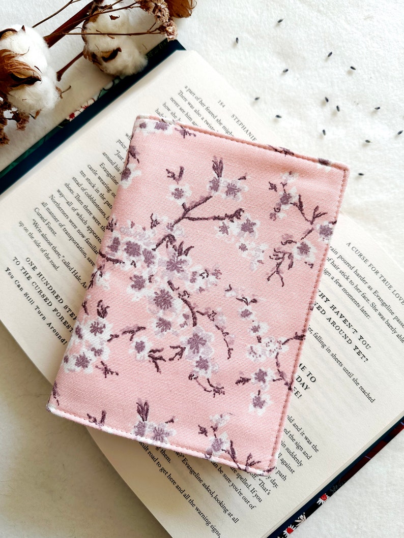 Flowers Kindle Cover With Elastic Closure, Padded Kindle Sleeve, Pink Kindle Pouch, Book Accessories, Pink E-reader Case, Book Lover Gift image 1