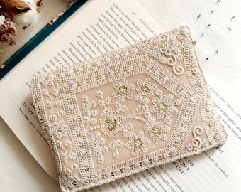 Embroidery Kindle Cover With Elastic Closure, Padded Kindle Sleeve, Flowers Kindle Pouch, Book Accessories, Beige Kindle Case, Bookish Gifts