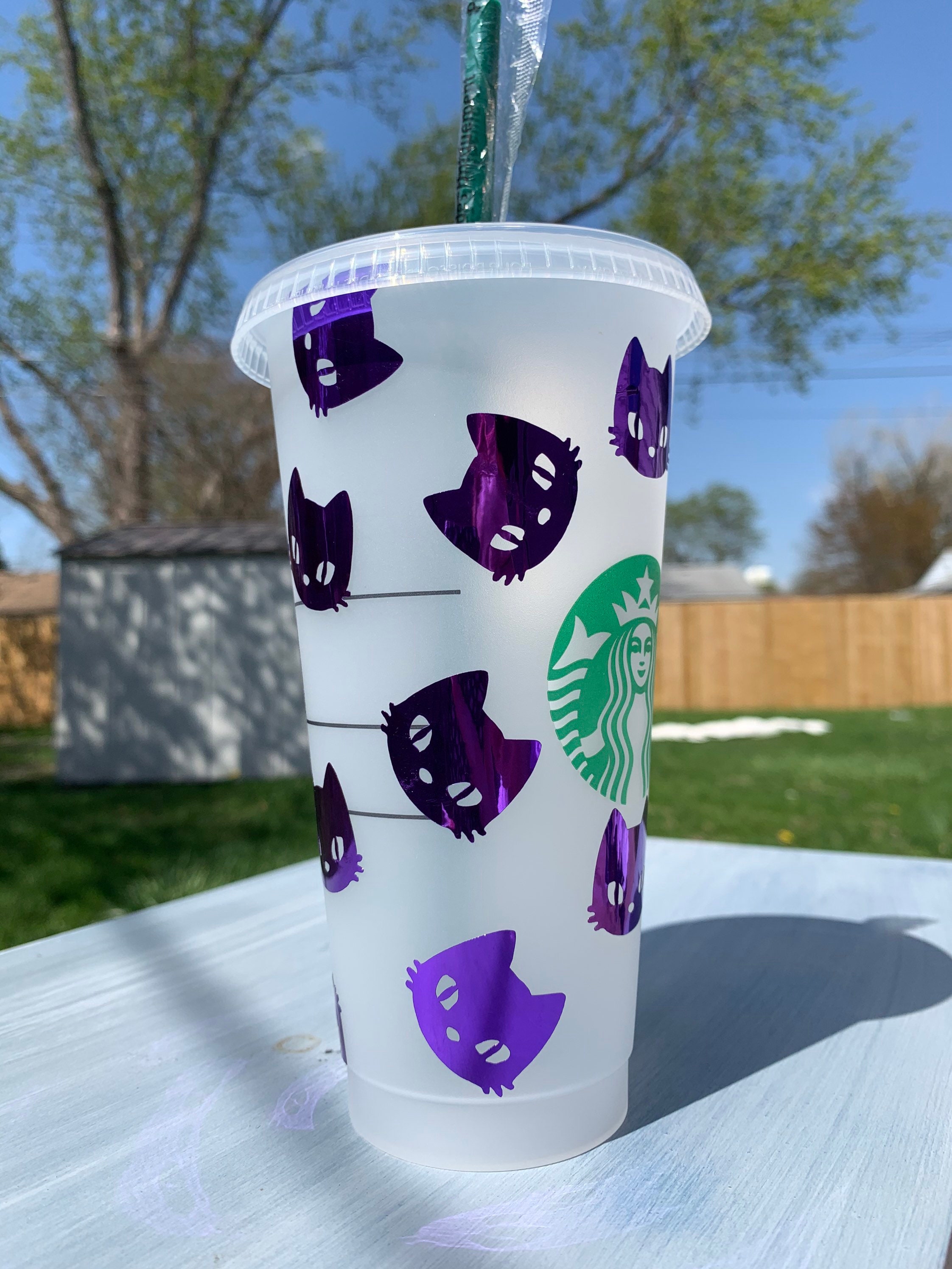 Custom Starbucks Reusable Cat Covered 24oz Venti Cold Cup. Etsy