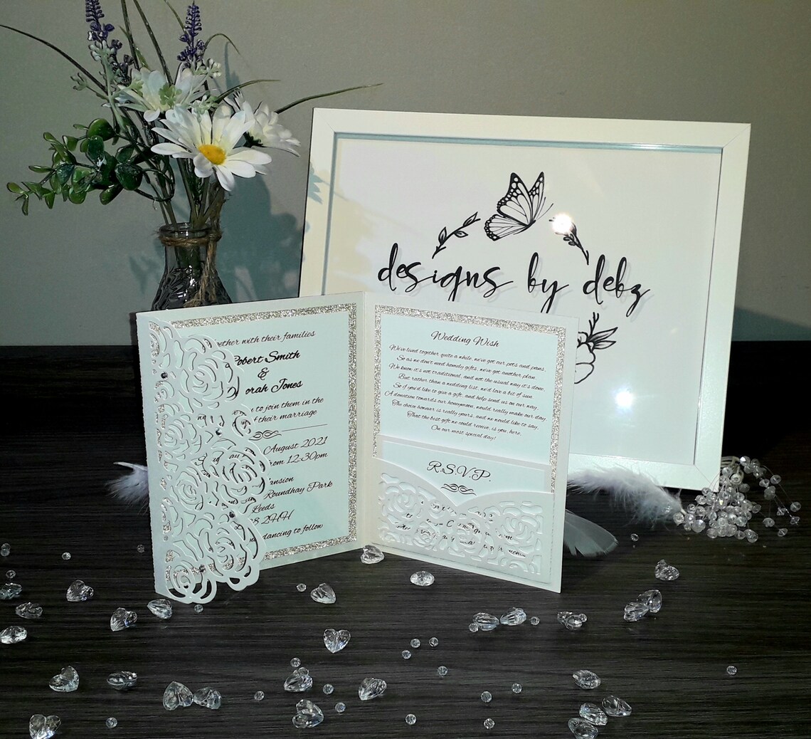Trifold Die cut Wedding Invitations Made with Premium Etsy