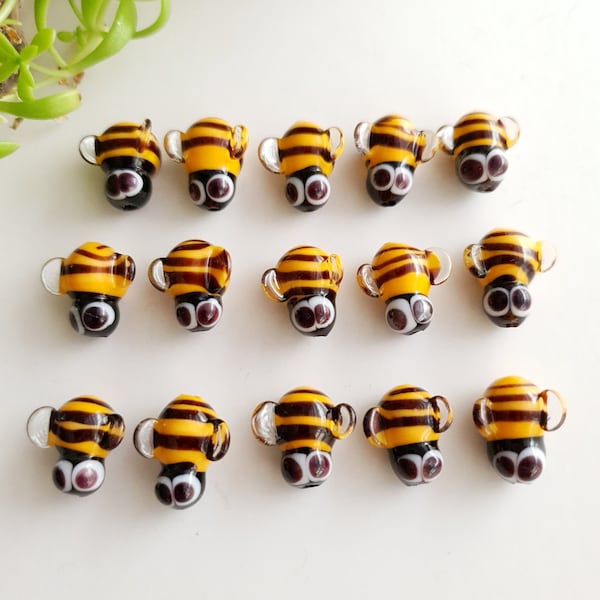 Set of 30 Handmade Glass Bee Beads