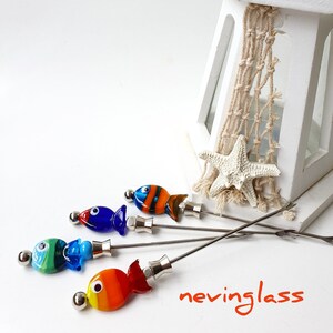 Set of 4 pieces Food Pick / Appetizer Pick with Colorful Lampwork Glass