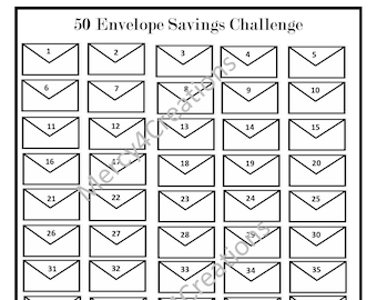50 Envelope Challenge Savings Tracker Printable