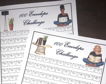 100 Envelope Challenge| 2 Designs| Boss Girl| Savings Tracker Printable