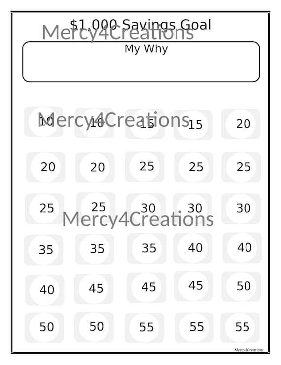 1,000 Savings Goal Tracker