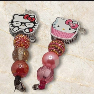 Beaded Kitty Retractable Badge Reel | Girly ID Badge