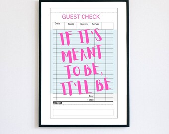 Guest Check Digital Download Print, Downloadable Prints, Large ...