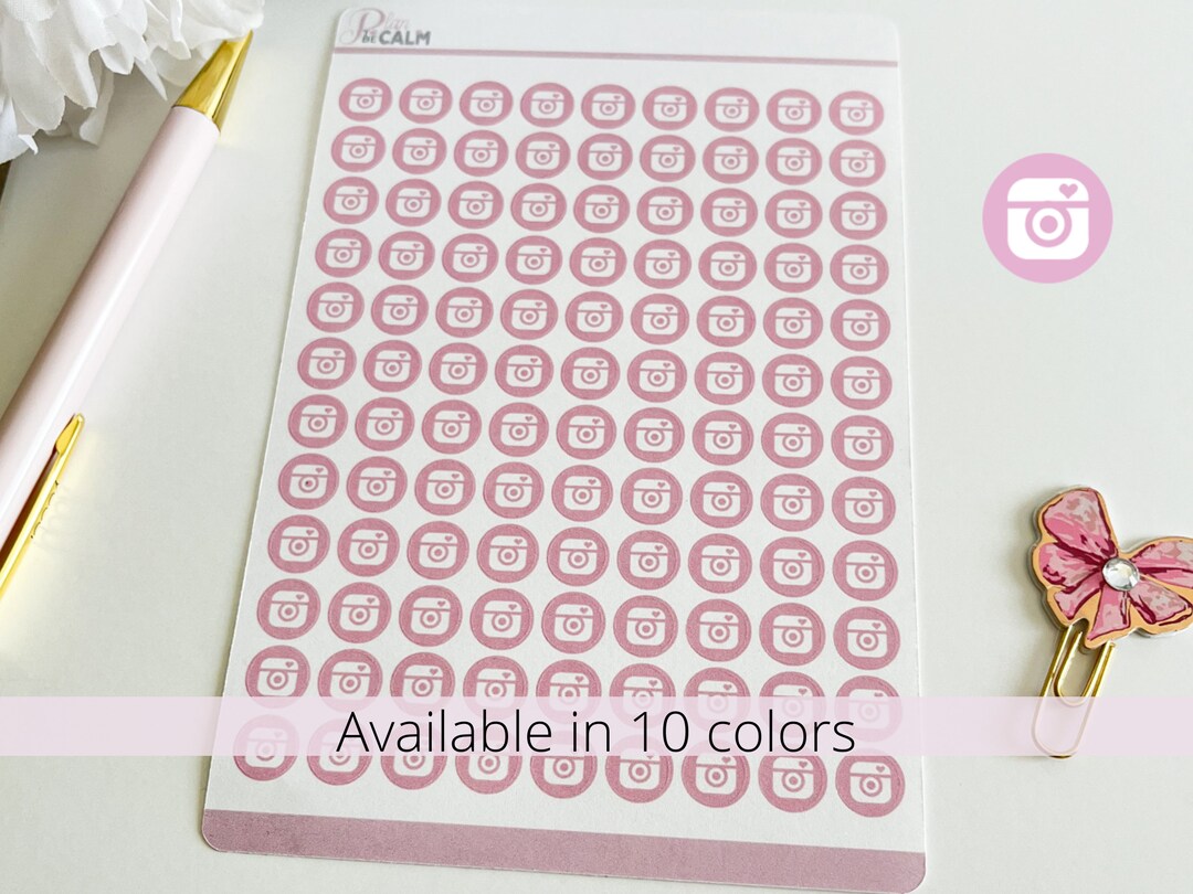 Tiny Instagram Icon Planner Stickers, Small Social Media Dot Functional ...
