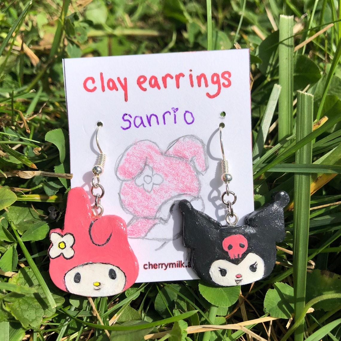 Sanrio Kuromi and My Melody Earrings // Polymer Clay Etsy