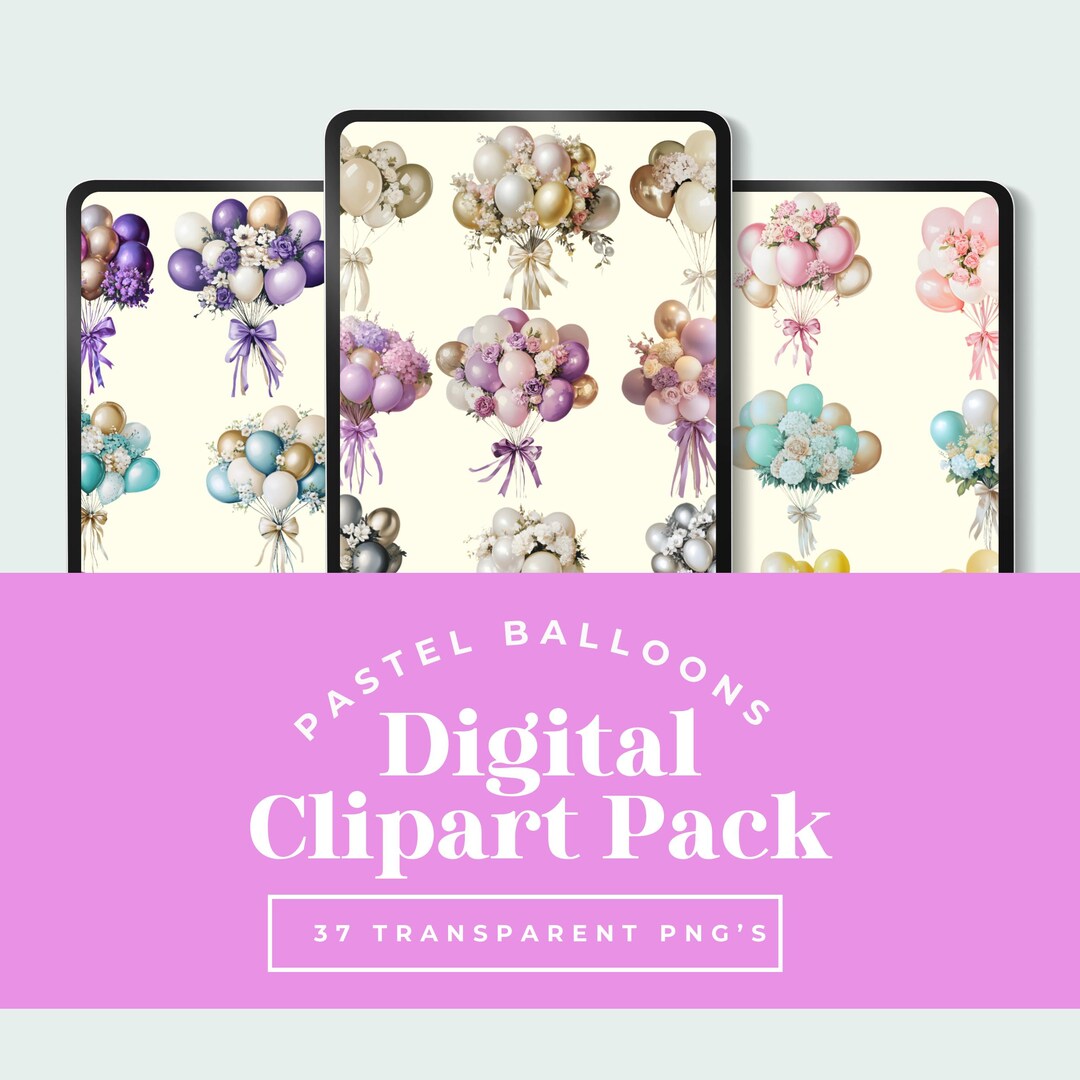 Balloon Bouquet Png | Pastel Party Balloons PNG | Pastel Balloon ...