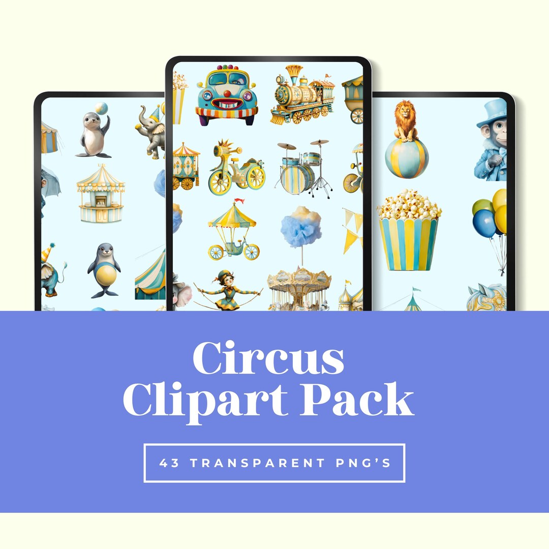 Circus Birthday PNG Bundle | Pastel Circus Clipart | Vintage Carnival ...