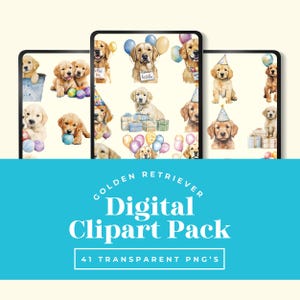 Golden Retriever Clipart l Geburtstagsparty Hunde png l Goldenes Clipart l Niedliches goldenes l Geburtstag Hunde Clipart l Geburtstag Hunde Clipart png l Hunde