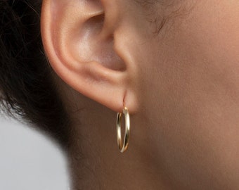 Pendientes de aro minimalistas, aros minimalistas de oro vermeil, joyería hecha a mano, aros de oro de 14 quilates, joyería para mujer, plata de ley 925, regalo para ella.