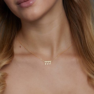 Angel Number Necklace, 14K Gold Lucy Number Necklace, Angel Numbers, 111, 222, 333, 444, 555, 666, 777, 888, 999, Minimalist, Women Jewelry