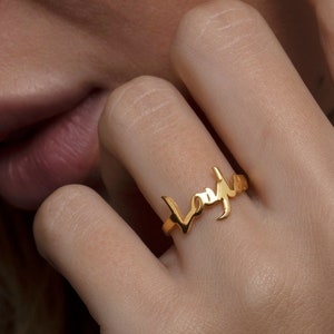 Gold Name Ring, Personalized Name Ring, Custom Stacking Name Ring, Minimalist, Handmade Jewelry for Women, Sterling Silver, Gift For Her